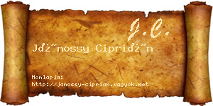 Jánossy Ciprián névjegykártya